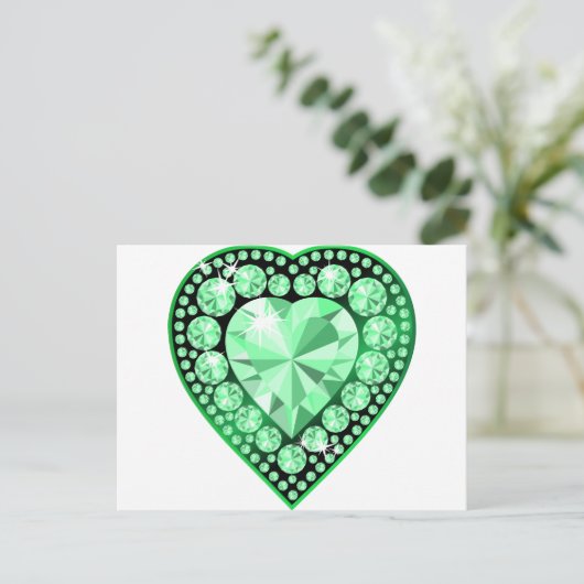 Emerald Gem Heart Postkarte (Stehend Vorderseite)