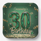 Emerald Gemstone Gold Glitzer 30. Geburtstag Pappteller (Vorderseite)
