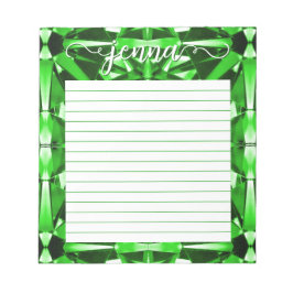 Emerald Gemstone Lined Personalisiert Notizblock