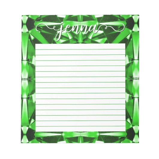 Emerald Gemstone Lined Personalisiert Notizblock (Vorderseite)