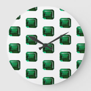 Emerald Gemstone Muster, Mai Birthstone Große Wanduhr
