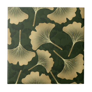 Emerald Ginkgo Eleganz – Luxus Gold Botanical 15 Fliese