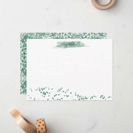 Emerald Glitzer ⎢ Personalisierte Note Card Mitteilungskarte (Vorderseite/Rückseite Beispiel)