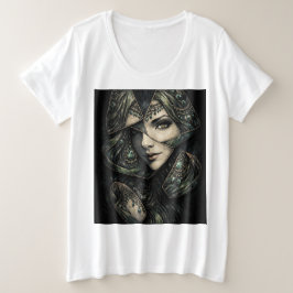 Emerald Goddess Stained Glass Portrait Art Große Größe T-Shirt