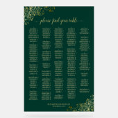 Emerald & Gold 300 Name Alphabetical Seating Chart Acrylschild (Vorderseite)