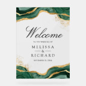 Emerald Gold Abstract Ink Wedding Welcome Acrylschild (Vorderseite)