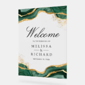 Emerald Gold Abstract Ink Wedding Welcome Acrylschild (Winkel)
