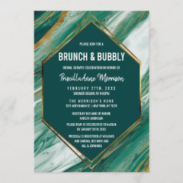 Emerald Gold Abstrakt Agate Marble Brunch Bubbly Einladung