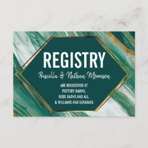 Emerald Gold Abstrakt Agate Marble Gift Registry Begleitkarte