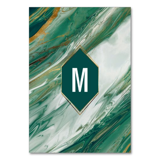 Emerald Gold Abstrakt Agate Marble Tischnummer (Rückseite)