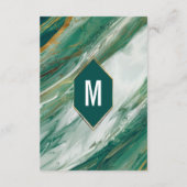 Emerald Gold Abstrakt Agate Marble Wedding Details Begleitkarte (Rückseite)