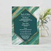 Emerald Gold Abstrakt Agate Marble Wedding Menü Menükarte (Stehend Vorderseite)