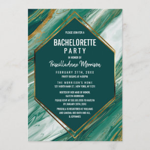 Emerald Gold Abstrakt Agate Marmor Bachelorette Einladung