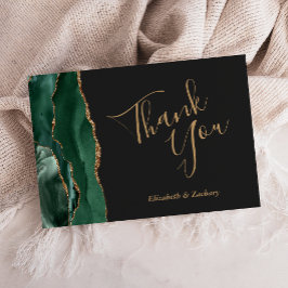 Emerald Gold Agate Dark Wedding Flat Vielen Dank Karte