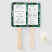 Emerald Gold Agate Green Script Wedding Program Fächer (Vorne und Hinten)