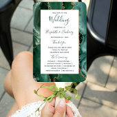 Emerald Gold Agate Green Script Wedding Program Fächer