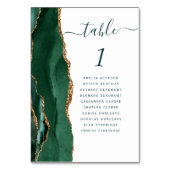 Emerald Gold Agate Green Script Wedding Tischnummer (Rückseite)