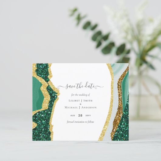 Emerald Gold Agate - Hochzeit SPAREN DATENSCHUTZ (Stehend Vorderseite)