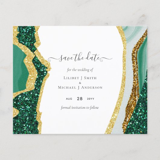 Emerald Gold Agate - Hochzeit SPAREN DATENSCHUTZ Flyer (Vorne)