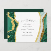 Emerald Gold Agate - Hochzeit SPAREN DATENSCHUTZ Postkarte (Vorne/Hinten)