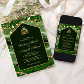 Emerald Gold Agate Marble Arch Muslim Wedding Einladung