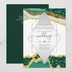 Emerald Gold AGATE - Moderne Einladung zur Hochzei