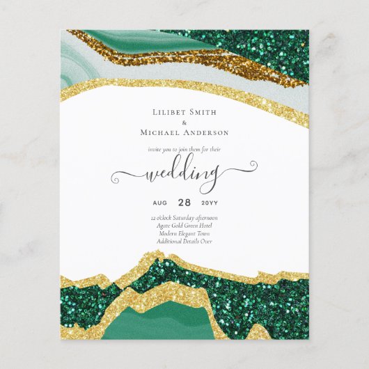 Emerald Gold AGATE - Moderne Hochzeit Flyer (Vorne)