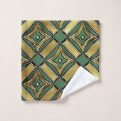 Emerald & Gold Art Deco Badhandtuch Set (Waschlappen)