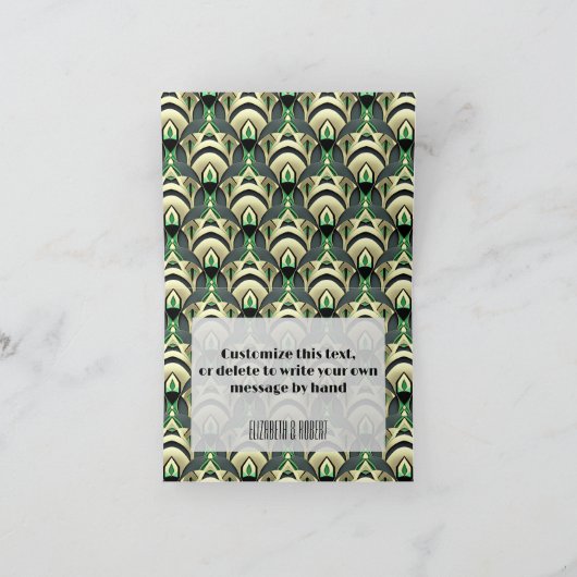Emerald & Gold Art Deco Dankeskarte (Innenseite)