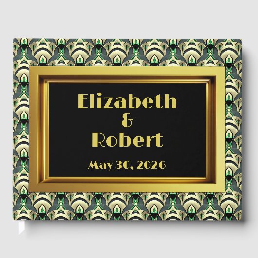 Emerald & Gold Art Deco Gästebuch (Vorderseite)