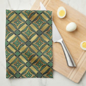 Emerald & Gold Art Deco Geschirrtuch (Viertel Falte)