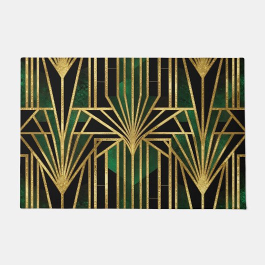 Emerald-Gold Art Deco Glamour Fußmatte (Vorderseite)