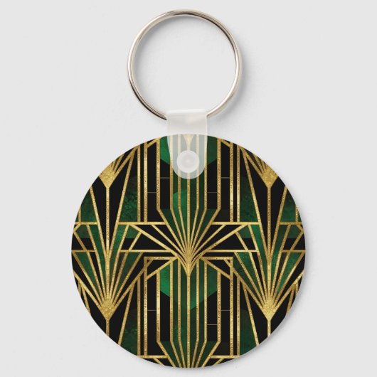 Emerald-Gold Art Deco Glamour Schlüsselanhänger (Vorderseite)