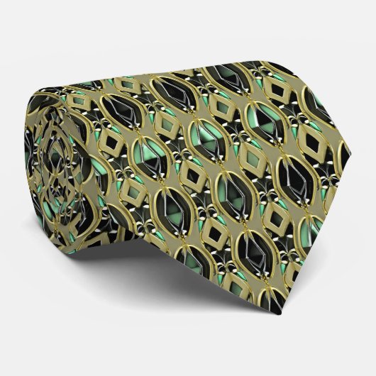 Emerald & Gold Art Deco Krawatte (Gerollt)