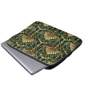 Emerald Gold Art Deco Pattern Laptopschutzhülle (Vorne Knopf)