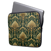 Emerald Gold Art Deco Pattern Laptopschutzhülle (Vorderseite Links)