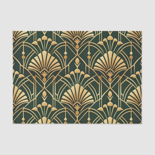 Emerald Gold Art Deco Pattern Seidenpapier (Vorderseite)