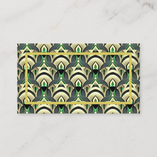 Emerald & Gold Art Deco Platzkarte (Vorderseite)