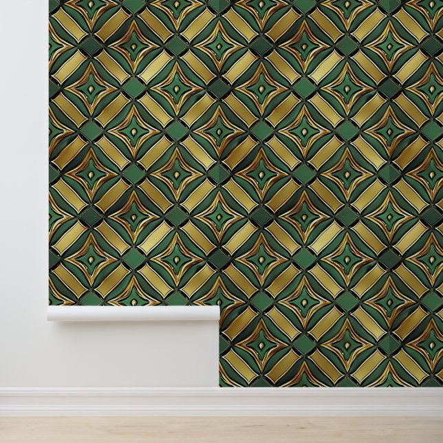 Emerald & Gold Art Deco Tapete (Anwendung)
