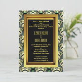 Emerald & Gold Art Deco Wedding Einladung (Stehend Vorderseite)