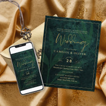 Emerald Gold Blätter Hochzeitskampagne Digital
