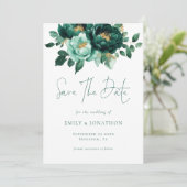Emerald Gold Blume QR Code Hochzeit Save The Date (Stehend Vorderseite)