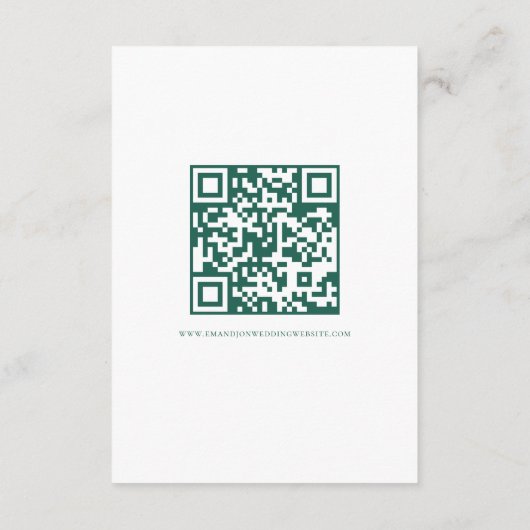 Emerald Gold Blume Script QR Code Hochzeit Begleitkarte (Rückseite)