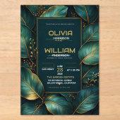 Emerald Gold Botanical Luxury Green Leaf Acryleinladungen (Vorderseite)