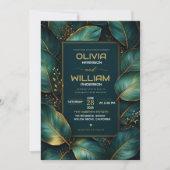 Emerald Gold Botanical Luxury Green Leaf Einladung (Vorderseite)