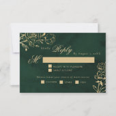 Emerald Gold Botanische Hochzeitsmahlwahl UAWG RSVP Karte (Vorderseite)