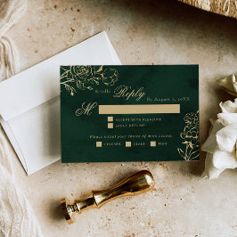 Emerald Gold Botanische Hochzeitsmahlwahl UAWG RSVP Karte