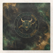 Emerald Gold Bull Mindset Trading Glasuntersetzer (Vorderseite)