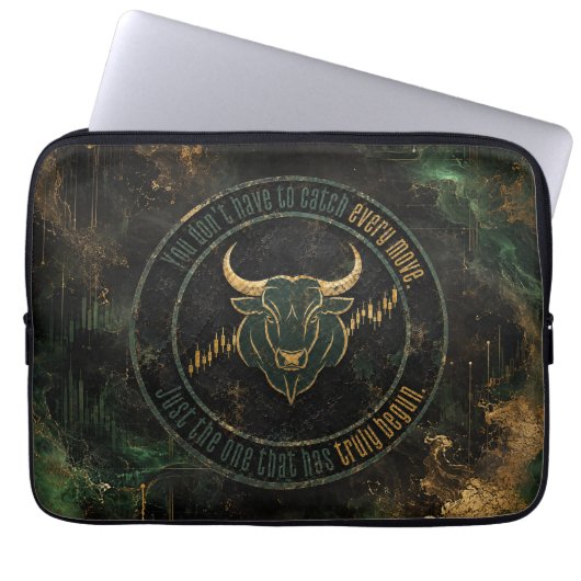 Emerald Gold Bull Mindset Trading Laptopschutzhülle (Vorderseite)