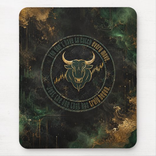 Emerald Gold Bull Mindset Trading Mousepad (Vorne)